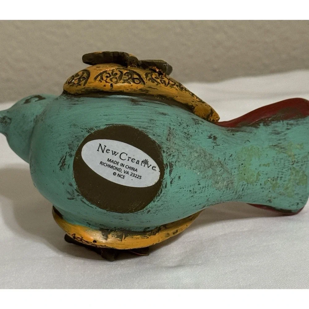 Whimsical Multicolor Bird Trinket Votive Holder Home Decor Artsy Colorful - Picture 7 of 7